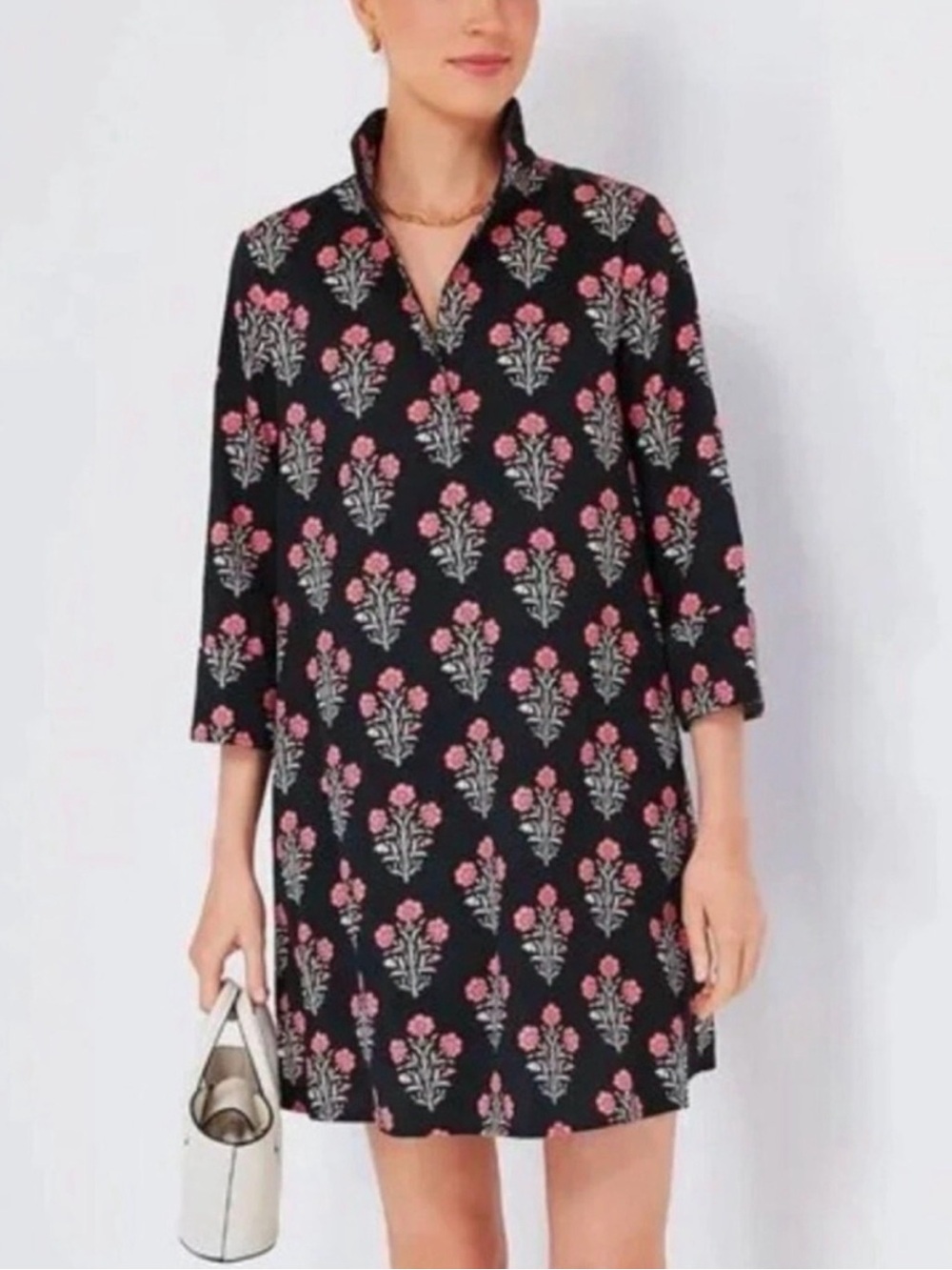 Tuckernuck Black Dahlia Megan Mini Dress with Pink Floral Motif